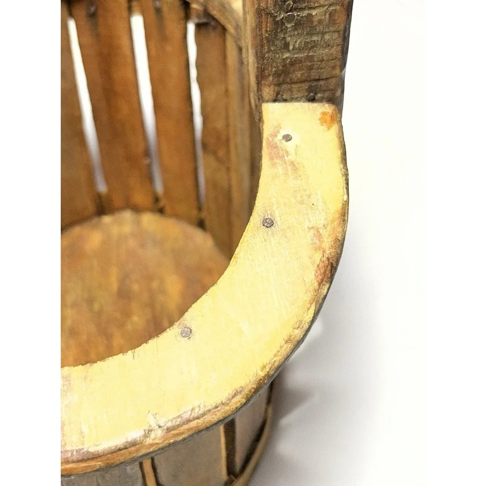 Vintage Wood Slate Orchard Basket Primitive Early 20Th Sea Gathering Harvest